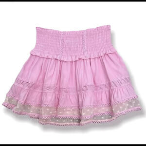 KATIE J NYC pink ruffle mini skirt